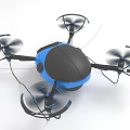 Blue And Black Quadcopter Drone With Protective Guards And Stabilized Rotors 3d model