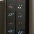 Modern Shoe Cabinet With Glass Doors And Multiple Shelves For Organizing Sneakers And Casual Shoes