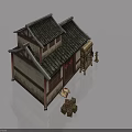 Traditional Chinese Wooden Swing Door For Ancient Style Residential Building With Tile Roof