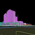 Modern Commercial Street With Contemporary Buildings Shops Pedestrians And Vehicles