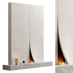 modern fireplace curved fireplace background wall 3d model