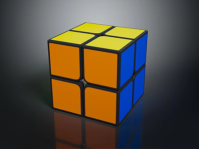 Classic 3D Rubik's Cube With Yellow Orange And Blue Colored Cubes 3d model
