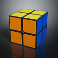 Classic 3D Rubik's Cube With Yellow Orange And Blue Colored Cubes 3d model