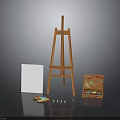 Professional Painting Equipment With Wooden Easel Canvas Paint Box Palette And Brushes