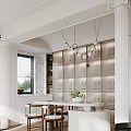 Modern Bright Living And Dining Room With Stylish Curved Sofa And Large Landscape Window