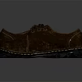 Brown Leather Lace Up Casual Shoes With Yellow Stitching On Sole And Shiny Reflection