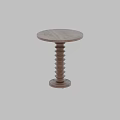 Round Wooden Side Table With Spiral Carved Pedestal Base Classic Design