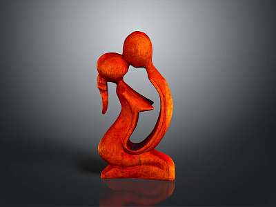 Abstract Red Embracing Figures Decorative Furniture With Curved Design Details 3d model