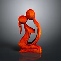 Abstract Red Embracing Figures Decorative Furniture With Curved Design Details
