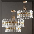 Modern Luxury Chandelier With Gold Metal Frame And Clear Glass Geometric Design For Interior Decoration