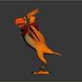 Orange Feathered Mythical Bird With Spread Wings Wearing Red Scarf And Golden Anklets