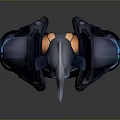 Dark Armored Character With Mythical Creature Inspired Design And Blue Glowing Parts