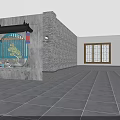 Traditional Japanese Style Mall Shop Exterior With Glass Doors And Lantern Lights