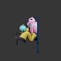 Glowing Animated Character With Pink Hair Headphones And Lightning Effects Near Electric Creature