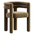 Modern Brown Velvet Accent Chair With Rounded Armrests And Comfortable Seat Cushion