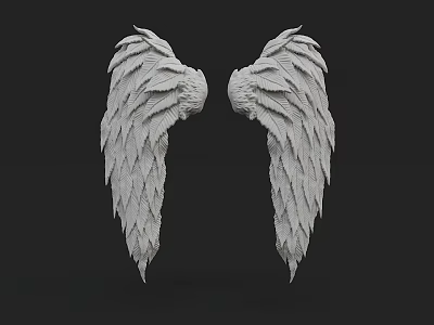 White Wing Shaped Wall Decor with Textured 3D Design for Modern Interiors 3d model