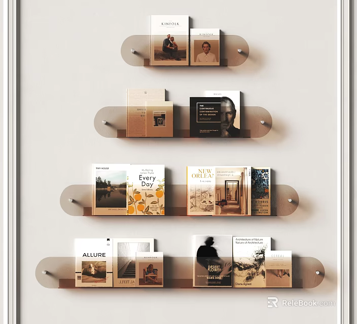 Modern Wall Mounted Shelving Unit With Multi Layer Design For Book Storage And 3d model