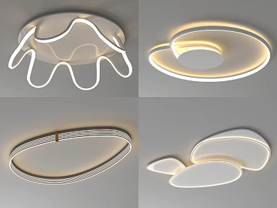 Modern Ceiling Lights With Various Geometric And Organic Shapes And Soft Glow 3d model