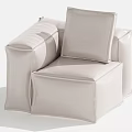 Modern Light Colored Single Sofa With Square Design And Stitching Details 3d model