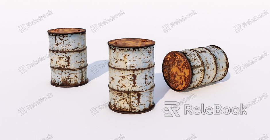 old rusty iron drum oil drum model