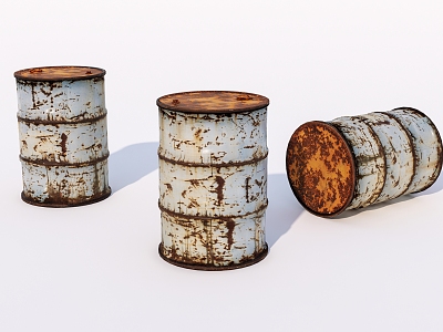 old rusty iron drum oil drum model