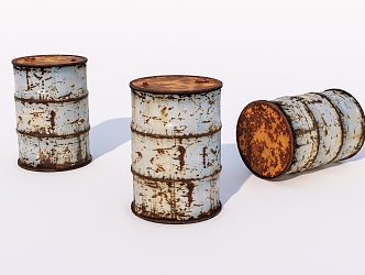 old rusty iron drum oil drum 3d model