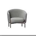 Modern Light Gray Fabric Accent Chair With Curved Armrests And Wooden Legs