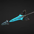 Decorative Fantasy Sword With Blue Glowing Accents And Butterfly Hilt Design