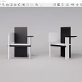 Modern Black And White Leisure Chairs With Minimalist Design And Armrests