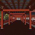 Ancient Traditional Architecture Featuring Classic Roof Courtyard Trees Blue Sky And Distant Mountains
