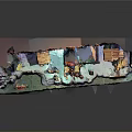 Colorful Miniature Scene Construction With Small Houses Figures Decorative Trees And Ice Surface
