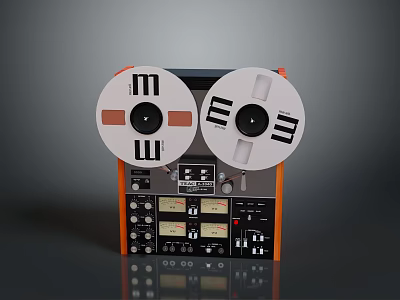 Vintage Tape Recorder With Dual Reels Control Panel And Meters 3d model