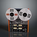 Vintage Tape Recorder With Dual Reels Control Panel And Meters