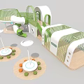 Green And White Playground Design With Slide Climbing Structure Circular Interactive Areas And Colorful Dots