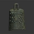 Ancient Chinese Bronze Bell Musical Instrument With Ornate Dot Patterns And Intricate Carvings Design