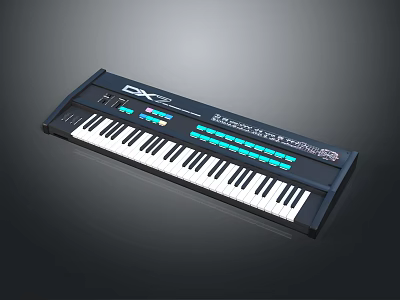 DX Electronic Keyboard Musical Instrument with Black White Keys and Control Panel Buttons 3d model