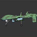 Green Camouflage Military Drone With Long Wings Landing Gear And Sensors
