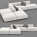 Modern Sectional Sofa Set With Light Gray Cushions And Modular Design 3d model