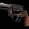 Detailed Vintage Revolver Firearm With Metal Cylinder And Wooden Grip Design