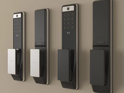Different Styles Of Modern Smart Door Locks With Digital Keypad And Handle 3d model