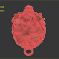 Intricate Golden Carved Jewelry Pendant With Turquoise Ruby Green Gemstones And Floral Patterns