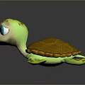 Cute Cartoon Turtle Toy With Green Body Brown Shell And Blue Eyes