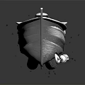 Classic Wooden Boat Featuring Curved Design Polished Wood Surface And Metallic Accents