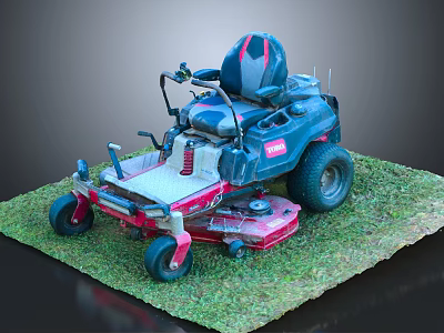 Toro Riding Lawn Mower With Cutting Deck And Large Wheels On Green Grass 3d model