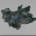 Futuristic Green Aircraft Featuring Intricate Design Blue Windows And Metallic Texture