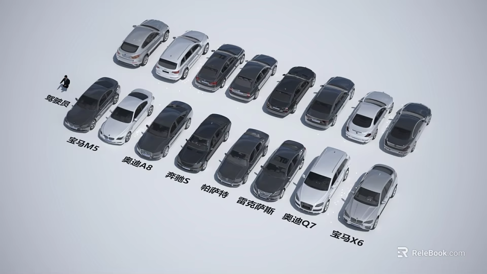 Various Car Models From Different Brands Including BMW Audi Mercedes And Porsche 3d model 