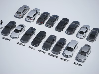 Various Car Models From Different Brands Including BMW Audi Mercedes And Porsche 3d model