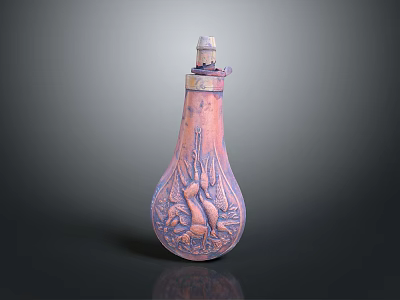 Bottle Shaped Sculpture Carving With Pink Purple Color And Intricate Surface Designs 3d model