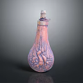 Bottle Shaped Sculpture Carving With Pink Purple Color And Intricate Surface Designs