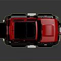 Red Off Road Car Low Poly Design With Roof Rack Spare Tire And Black Tires